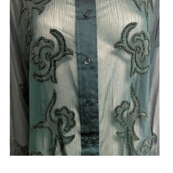 Elegant Sheer Green Blouse - Picture 5 of 10